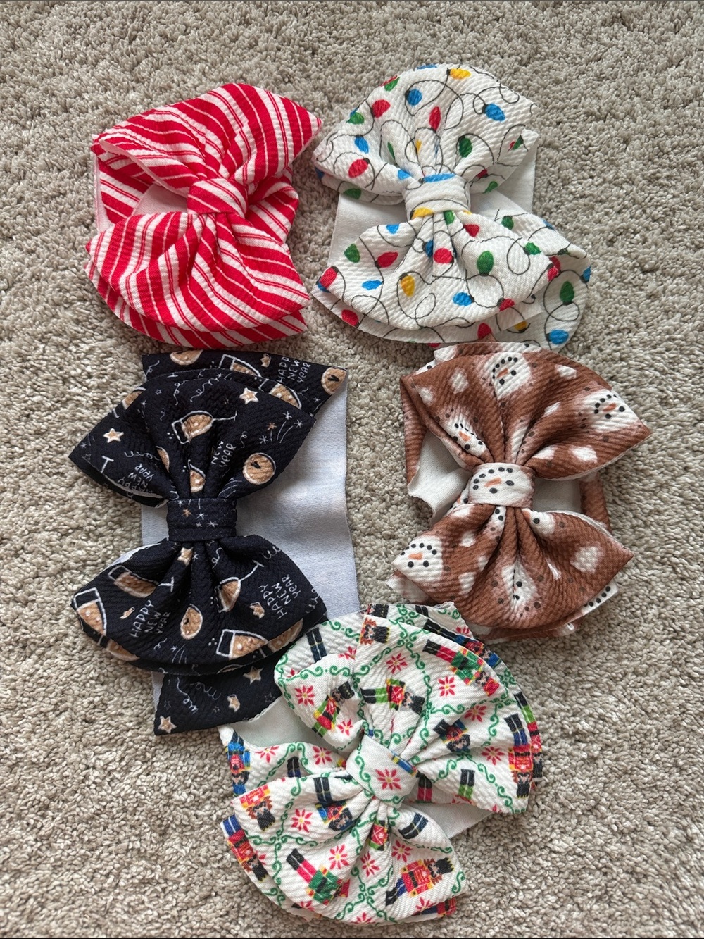 Kids Holiday Bow Headband Set - Red, White, Black, Brown, Multi